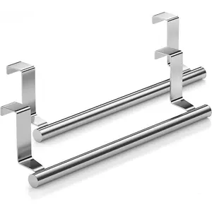 Punch-free Towel Bar, Stainless Steel Towel Rack, Bathroom Single Bar Bath Towel Rack, Cabinet Door Pendant Storage Rack, Bathroom Organizing Accessories