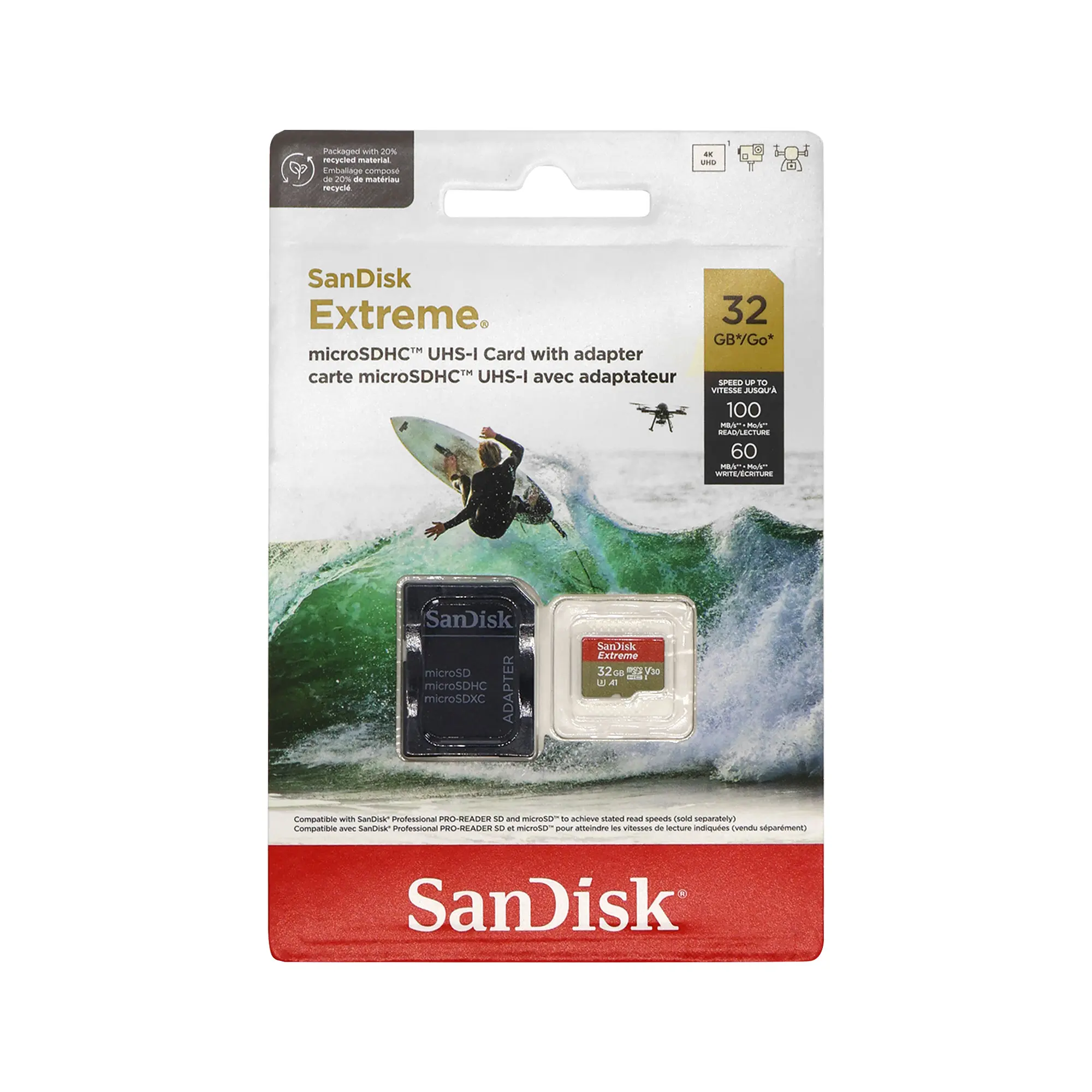 SanDisk 32GB Extreme UHS-I microSDHC Memory Card with SD Adapter