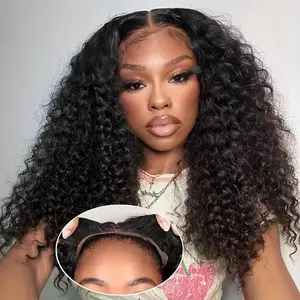 5x5 180 Density Put On And Go Glueless Wigs Human Hair Pre Plucked Pre Cut 5x5 Water Wave Lace Closure Wigs Human Hair Upgraded Glueless Wig Ready to Wear Glueless HD Lace Front Wigs for Women