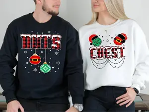 Chest Nuts Christmas Sweatshirts Couples Christmas Shirts Family Holiday Hoodie Boyfriend Christmas Gift for Couple Ugly Christmas Sweater