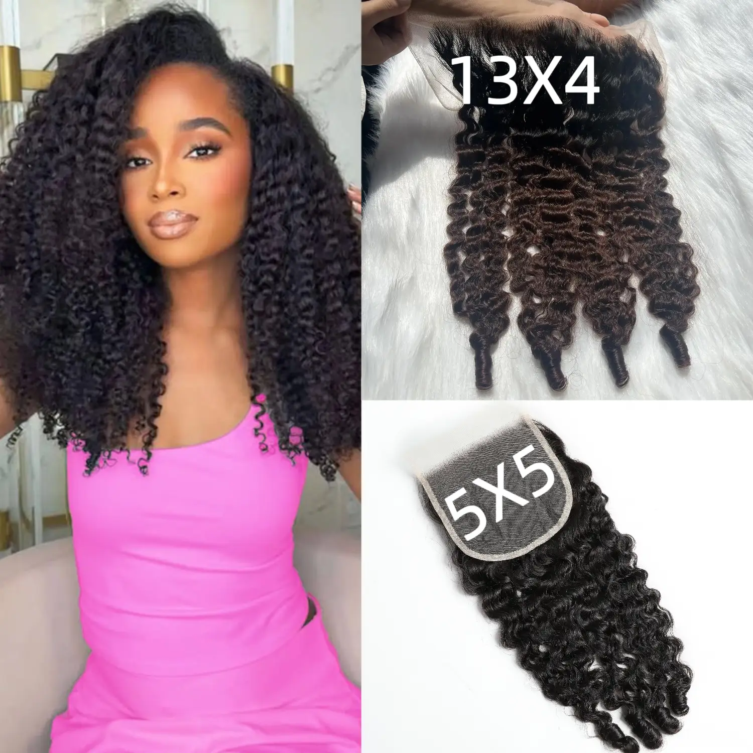 VIPbeauty Burmese Curly Closure Human Hair 4x4/5x5/13x4/13x6 HD Lace Closure 100% Unprocessed 16A Raw Virgin Hair 3C4A Burmese Curly Human Hair with S