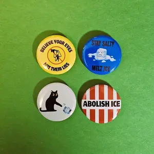 Pin 4-Pack - Custom Political Graphic Badge - Waterproof & UV Resistant Metal Button - High-Quality Fashion Accessory