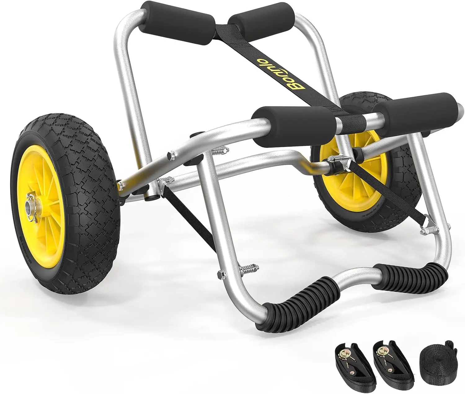 VINGLI Heavy-Duty Kayak Cart, Foldable Canoe Dolly with No-Flat Airless Tires and 2 Ratchet Straps, Boating Accessory for Paddle Boards & Boats, Carry Kayak & Board, Canoeing, Kayak Hardware