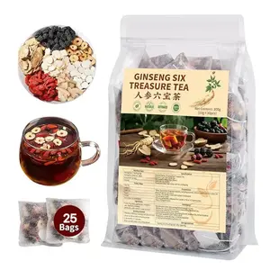 Kidney Tea Formula Ginseng Six Treasure Tea - Natural Chinese Traditional Herbal Ginseng Five Treasures Kidney Detox Cleanse Teabag For Men Women (25 Bags/1 Pack) loaded tea