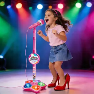 Portable Colorful LED Light Karaoke Microphone Toy,Built in music,Bluetooth connectivity! Boosts your child's happiness and confidence, Perfect birthday, Christmas, Easter gift for kids ages 3-8 Kpop festival gift creativity halloween gift ornament