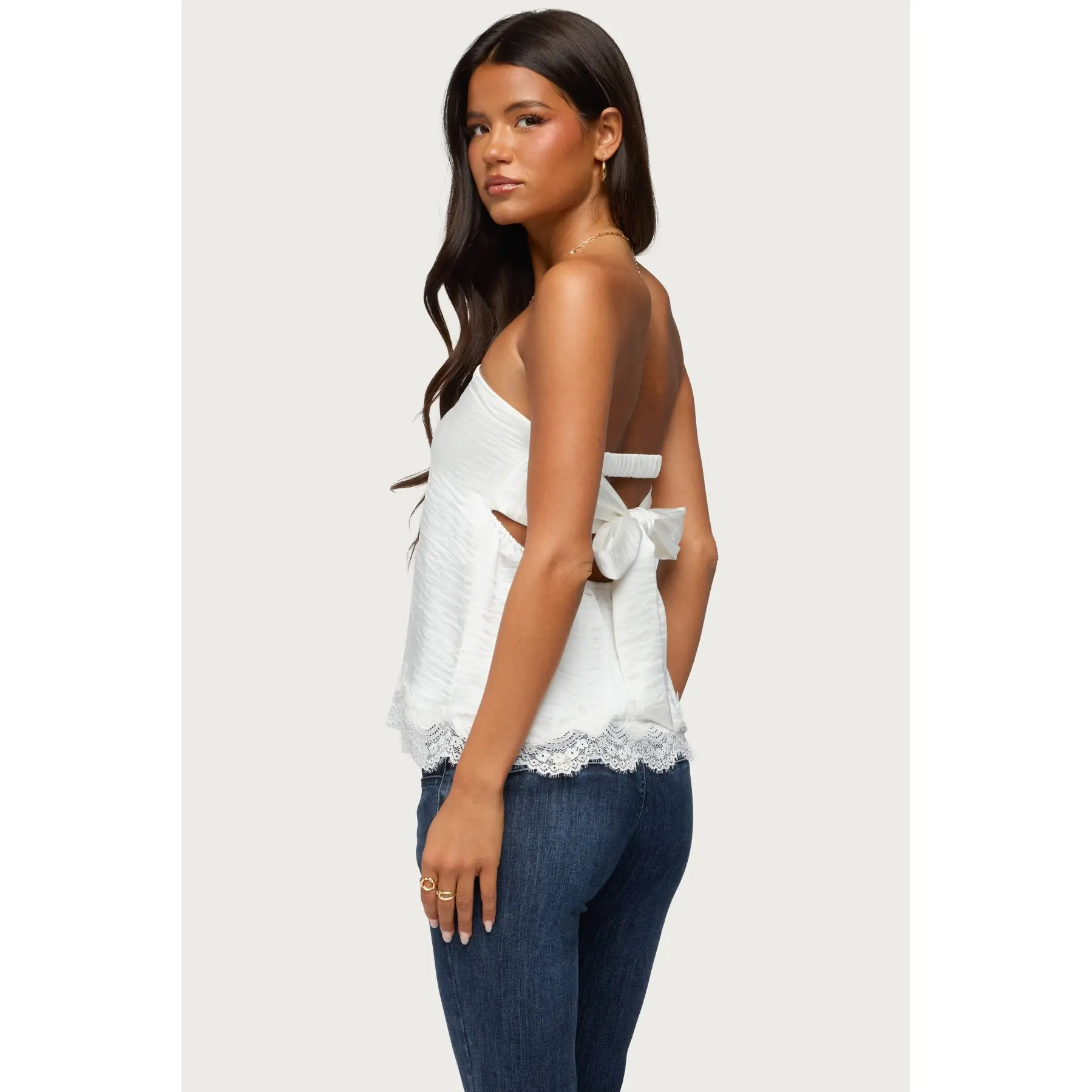 Netta Lacey Strapless Satin Effect Top