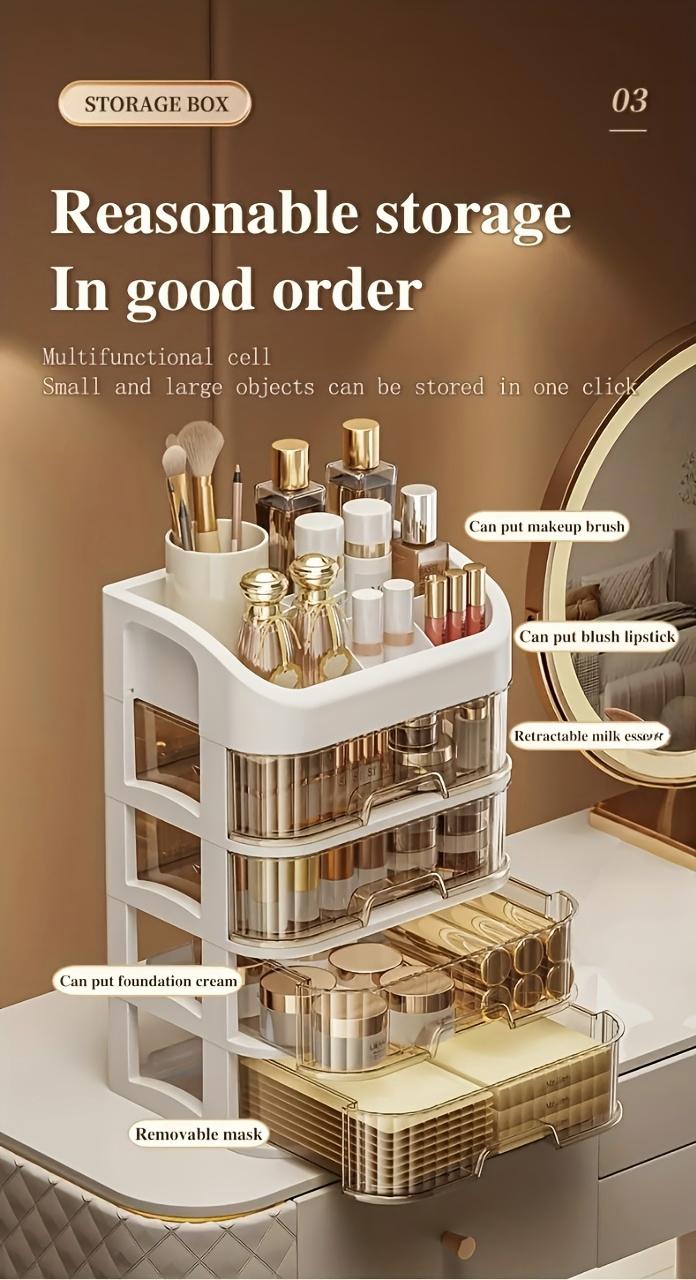 3-Layer/5-Layer Fashionable Dust-Proof Cosmetic Storage Rack Box - Lightweight Plastic Storage Rack, Suitable for Skincare Products, Masks And Lipsticks | Ideal Choice for Bathroom Countertop, The Perfect Storage Solution for Halloween And Christmas