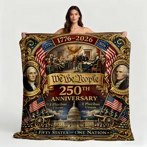 Bicentennial Commemorative Blanket 1776-2026 — Ultra-soft Flannel Throw Blanket, Suitable for Sofas, Beds, or Home Decor, Machine Washable, with a Historical-themed Design, an Ideal Gift for Friends, Family, and Histor