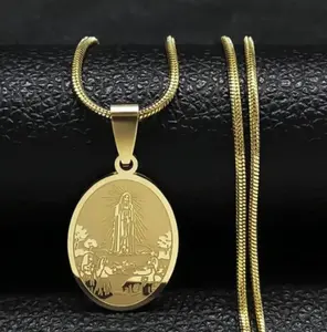 N222- Virgin Mary Pendant Fatima Necklace Unisex!