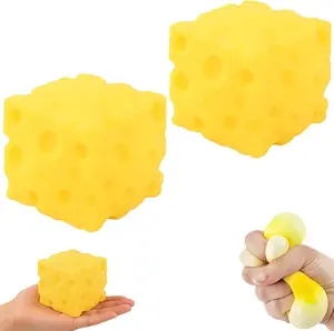 Cheese Squishy Slow Rising, Squishy Cheese Stress Relief Fidget, Soft Squeeze Sensory Relaxation Item, Kawaii Food Design, Anti-Anxiety Desk Toy Alternative, 2PCS