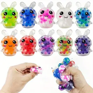 10 Cute Bunny Squeeze Balls, Colorful Easter Egg Design, Soft Plastic, Various Colors, Ideal Adult Toy, Perfect Holiday Party Gift