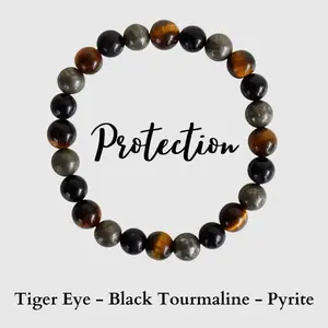 Triple Energy Protection Crystal Intention Bracelet - Protect Your Energy Golden Plated Crystal Gemstone Pendant