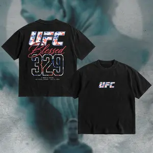 PEACHORA Max Holloway "Blessed" UFC Blesed 329 Heavy Cotton Shirt BMF Tshirt UFC Fan Apparel Menswear Direct-to-garment Breathable Printing