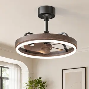 20.5" Rustic Brown Ceiling Fan with Lights Remote & APP Control, Downrod Mount Dimmable LED Fandelier, 6 Speeds Quiet DC Motor, Modern Ceiling Fan for Bedroom Living Room, Neutral White 3100K-4200K, Brown Color Options, Acrylic/Aluminium+Iron