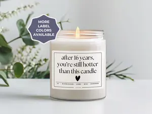 16th Anniversary Gift for Him, 16 Year Anniversary Gift for Her, Sixteenth Wedding Anniversary Candle, For Wife From Husband, Wax Year Gift