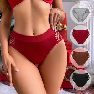 Women's Mid-Waist Stretchy Spandex Knitting Panties - Hollow Design, Full Hip Coverage, Comfortable, Breathable, Sexy Underwear