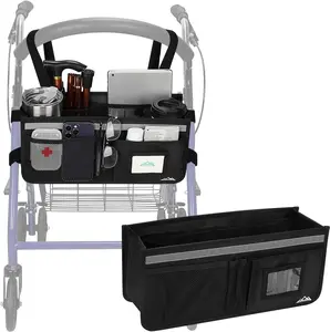 Rollator Basket Large Capacity Walker Accessories Organizer Bag with Multiple