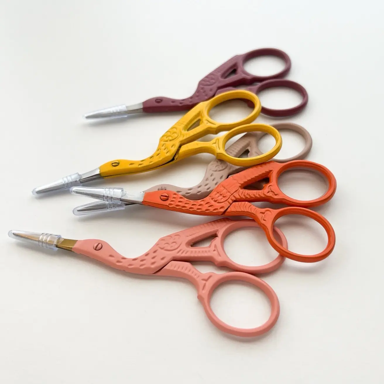 Stork Embroidery Scissors, Small Bird Scissors for sewing, cross stitch, needlework, quilting Pink Flower