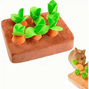 Interactive Rabbit Enrichment Toys, Hide and Seek Squeaky with Plush Carrot for Boredom & Stimulating, Bunny Puzzle for Puppies, Guinea Pigs Kitten, Kitty, Chinchilla (Small)