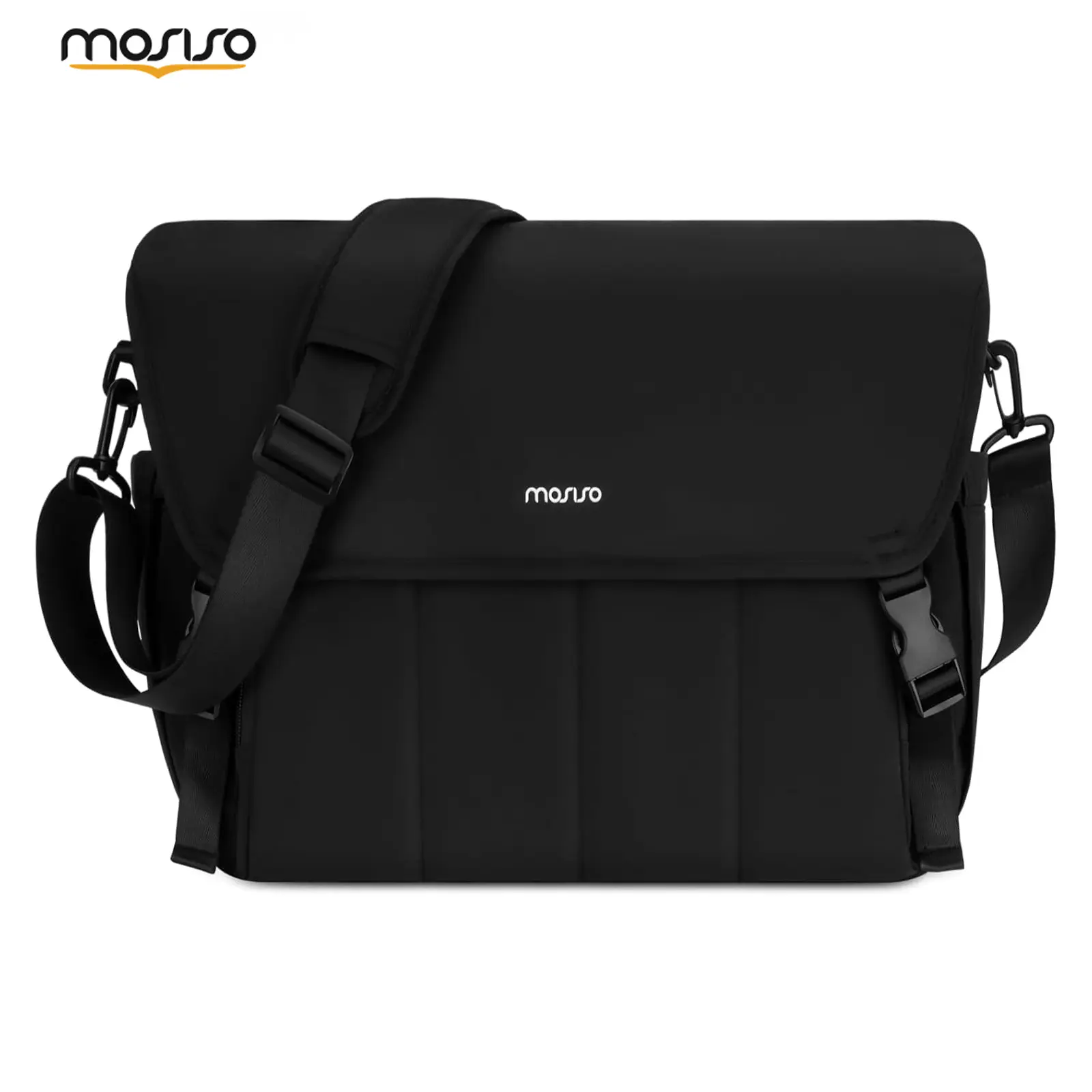 MOSISO Men's Laptop-Friendly Easy-Carry Messenger Bag, 15.6 in Large Capacity Crossbody Briefcase for Office Travel, Black Laptop Bags, Laptop-Friendly Laptop Bags, Easy-Carry Laptop Bags