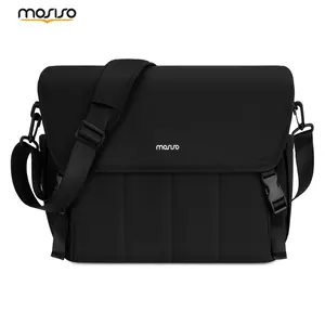 MOSISO Men's Laptop-Friendly Easy-Carry Messenger Bag, 15.6 in Large Capacity Crossbody Briefcase for Office Travel, Black Laptop Bags, Laptop-Friendly Laptop Bags, Easy-Carry Laptop Bags