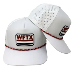 WFTX Glide Rope Hat - White Snapback with Water-Repellent Fabric & Antimicrobial Properties for Extended Wear