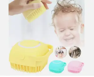 Silicone Bath Brush w Soap Dispenser-Body Scrubber, Handheld Hygiene Exfoliator