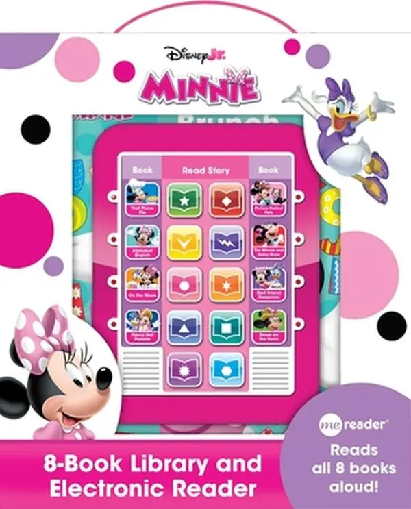 Disney Junior Minnie Me Reader Electronic Device & 8-Book Library Sound Set - Pi Kids Mixed Media Product, English, 9.3" H x 8" L x 3.1" W, for Beginning Readers, Includes Batteries, Reading Adventure