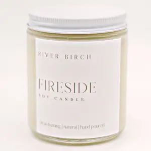 River Birch Fireside Clear Jar Vanilla Chai Glass 8.5 oz Soy Candle Clean Burning Natural Aroma Decorative Cotton Wick Scented Woody