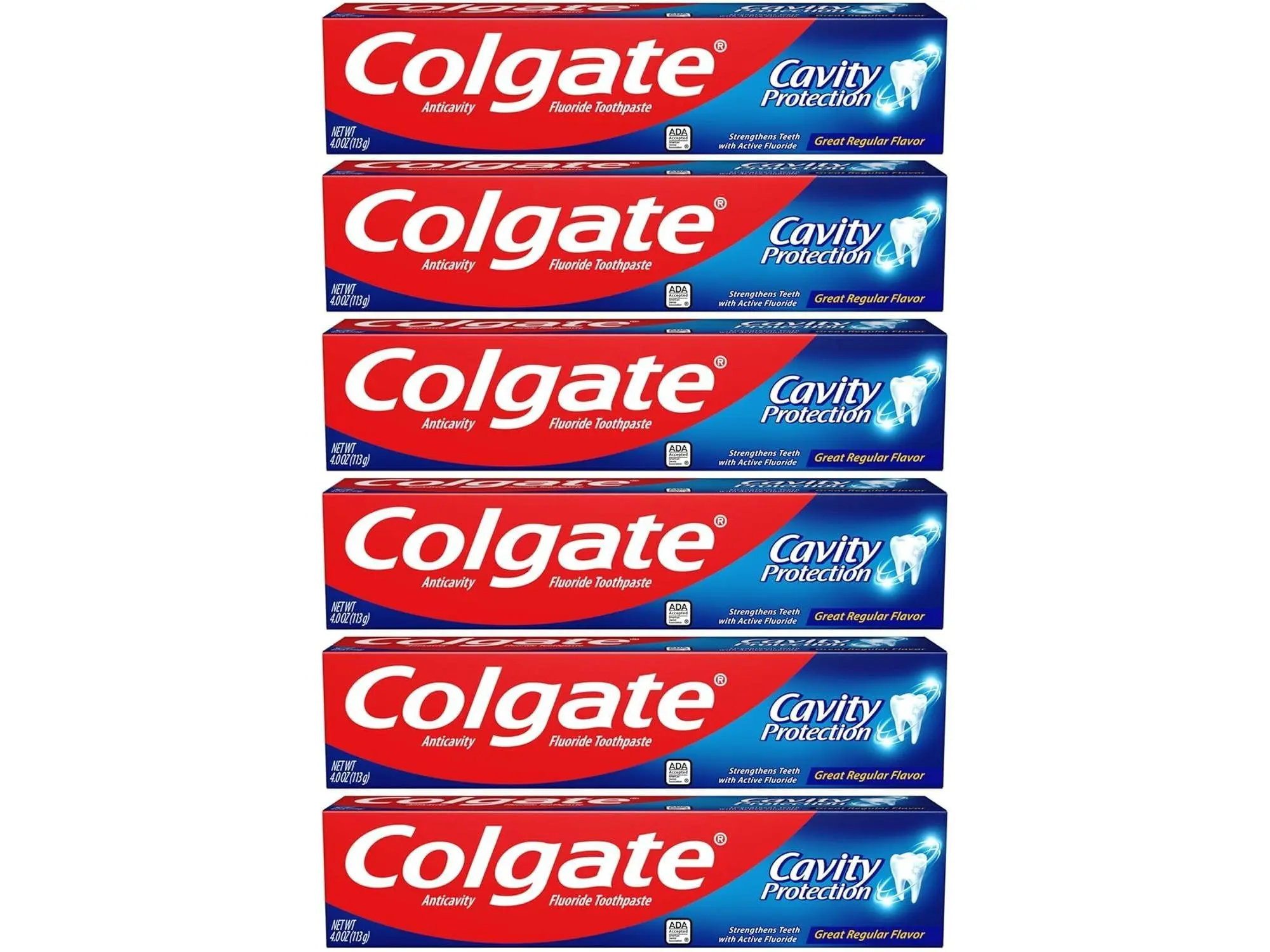 Colgate Cavity Protection Fluoride Toothpaste Regular Flavor - 8 oz, Pack of 6