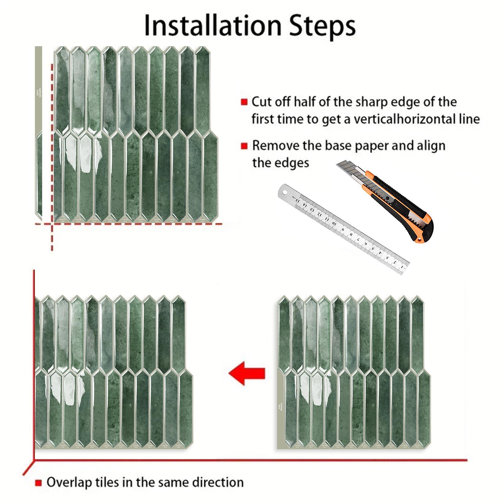 DEWOO Functional wall decor,Green Self-Adhesive Tiles — Waterproof, Moisture-Resistant, and Oil-Repellent; Easy to Install and Remove — Perfect for Interior Decoration. DEWOO Functional wall decor,Green Self-Adhesive Tiles — Waterproof, Moisture-Resistant, and Oil-Repellent; Easy to Install and Remove — Perfect for Interior Decoration.