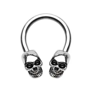 Skull Ends Horseshoe Circular Barbell - Stainless Steel