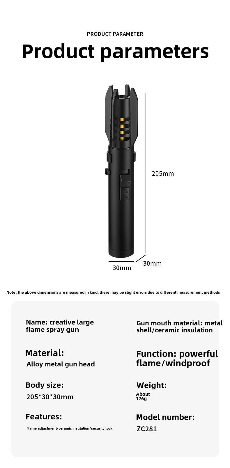 Windproof butane torch lighter, 360 ° use, with adjustable flame and lock switch, turbo torch spray ignition gun, camping barbecue welding supplies, cigar tools, perfect for cooking, Halloween, Christmas, Father's Day (without butane gas)