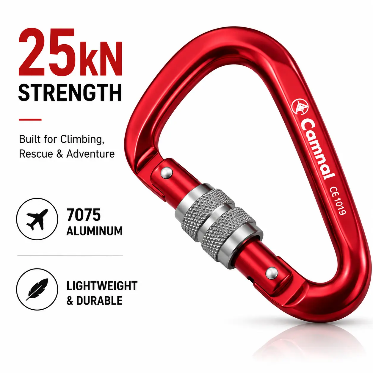 30kN Locking Carabiner D Shape Screw Lock Carabiner for Rock Climbing Rescue and Outdoor Adventures Mini Metal Carabiner Hook portable heavy duty