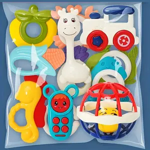 12-Piece Baby Rattle Set, Multiple Sounds Interactive Play, Newborn Gift Box, Infant Teething Toys, Sensory Teether, Soft Silicone Storage Case