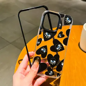 Heart & Eye Pattern Phone Case, 1 Count Phone Protective Cover, Shockproof Phone Cases Compatible with iPhone 7 8 X 11 12 13 14 15 Pro Max