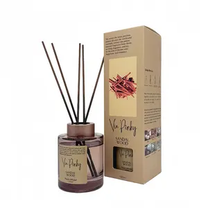 Sandalwood Reed Aromatherapy Diffuser (120 ml) with 5 reed sticks | Long-lasting wood fragrance to freshen your home and office