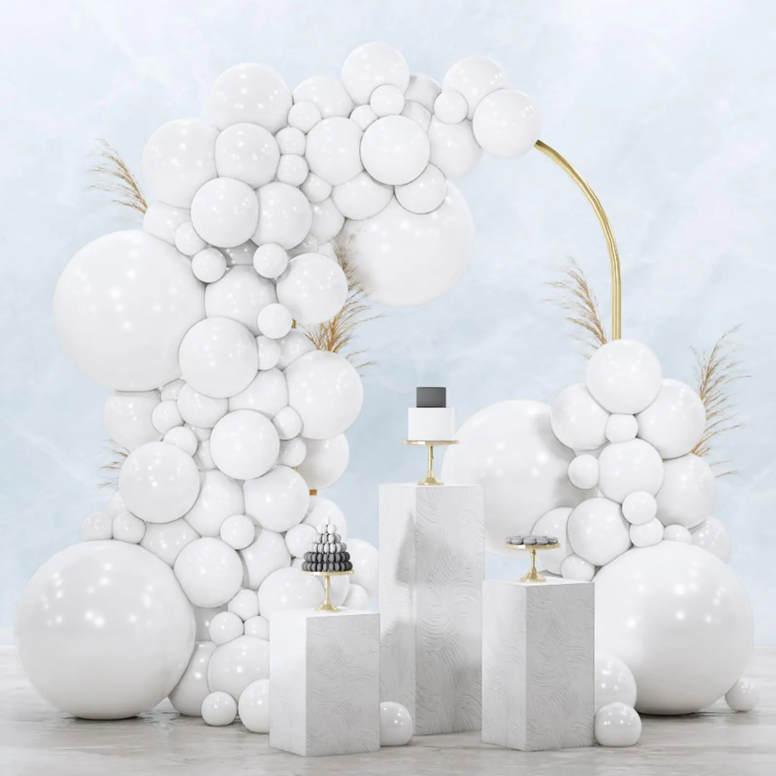 PartyWoo White Balloons 100pcs Different Sizes Pack of 18 12 10 5 Inch Matte White Latex Balloon Arch Kit Garland for Wedding Bridal Graduation Baby Shower Birthday Party Decorations White-Y13