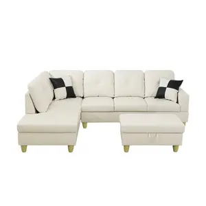3-Piece White Faux Leather Sofa Set, Modern Sleek Upholstered Couch, Stain-Resistant Comfort Furniture for Living Room, Guest Room and Contemporary Home Decor
