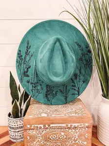 Wildflower Burned Hat, Floral Engraved Cowboy Hat, Bachelorette Hat, Floral Burned Fedora, Engraved Fedora, Engraved Felt Hat, Boho Hat, Nashville Bachelorette, Nashville Hat, Country Concert Hat, Wedding Hat