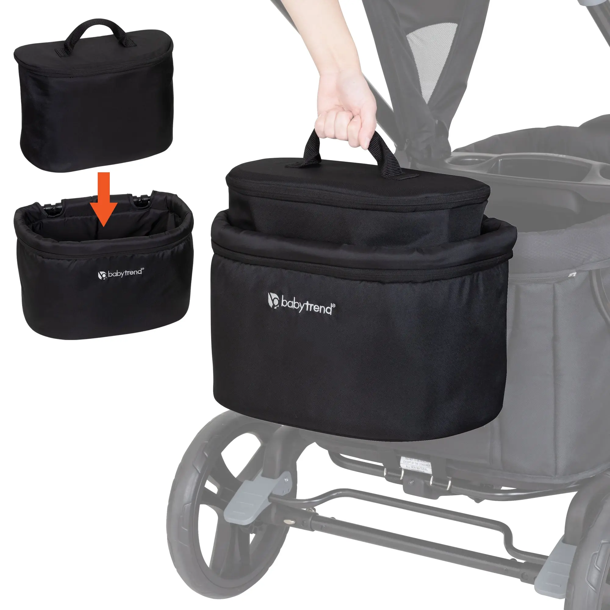 Baby Trend® Black Versatile Stroller Wagon Deluxe Storage Basket Insulated Cooler Organizer Baby Trend® Black Versatile Stroller Wagon Deluxe Storage Basket Insulated Cooler Organizer