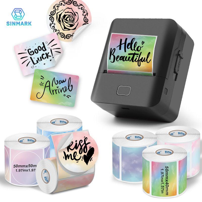 Sinmark Sk20 Wireless Portable Label Printer + 6 Label Rolls, USB Rechargeable, Compatible with iOS/android/windows, Ideal for Barcodes, Retail, Gifts, Portable Handheld Printer