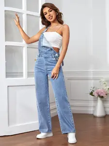 Women's Y2K Retro Loose Jeans Overall, Adjustable Straps, Multi-Pocket Design, Casual Daily Wear, Vintage Wide Leg Jumpsuit