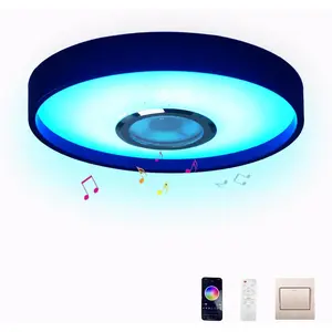 Smart LED  Shower Ceiling Light Fixture With  Speaker,11Inch 18W,3000-6500K,Dinmmable Music Lamp RGB Color Changing With App+2.4G Remote Control For Bathroom,Bedroom,Room