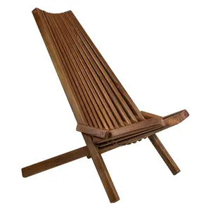 Melino Wooden Folding Tamarack Chair Low Profile Lounge Furniture, Chestnut