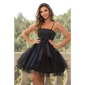 Spaghetti Strap Tied Mesh Dress