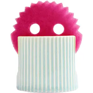 Ceramic Sponge Holder for Kitchen Sink, Quick Dry Sink  Organizer with Non-Slip Base, Farmhouse Sponge and Brush Holder for Countertop, Bathroom or Kitchen,  Green