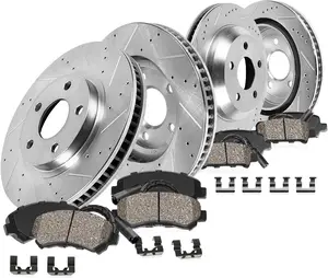 Callahan Brake Parts Front and Rear Brake Kit For BMW 535d 2014-16 |535d xDrive 2014-16 |535i 2011-16 - Drilled & Slotted Disc Rotors with Ceramic Brake Pads + Sensors & Hardware, EBYK028883