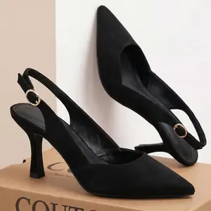 【MothersDayGift】Coutgo Women's Slingback Kitten Heels Closed Pointed Toe Wedding Party Dress Pumps Shoes Business Footwear