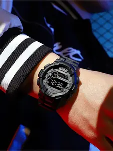 Outdoor Sports Multifunctional LED Night Glow Display Watch, Adult Teenager Men Women Student Electronic Luminous Fashionable Watch